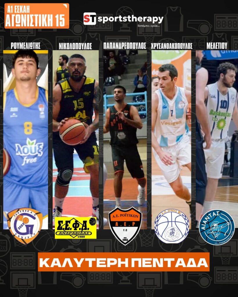 Α1 ΕΣΚΑ-Η: Η καλύτερη πεντάδα της 15ης αγωνιστικής